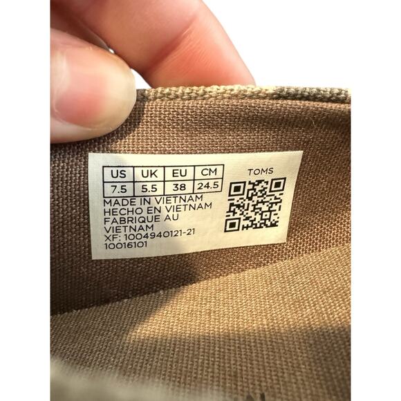 TOMS Camo Alpargata Slip On Flats Women’s 7.5 Taupe Grey Canvas Eco Comfort - Picture 9 of 10